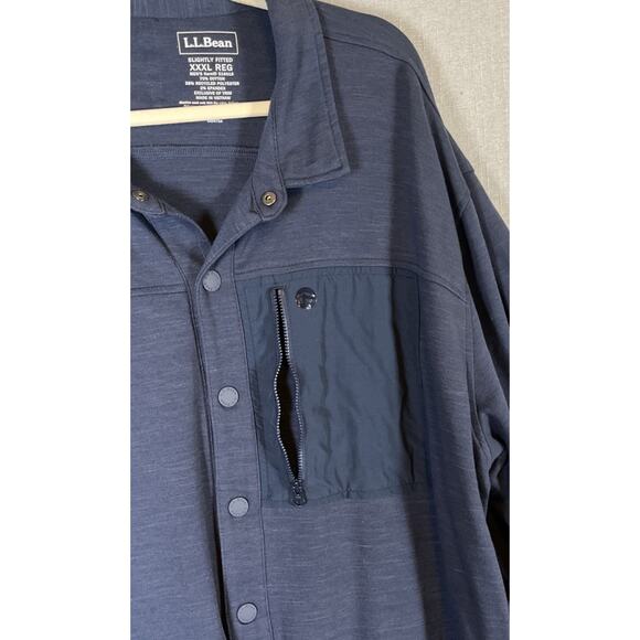 LL Bean Explorer XXXL Navy Blue Snap Front Slightly Fitted Heavy Sweatshirt EUC - Picture 10 of 13